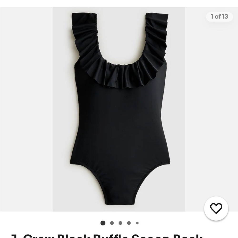 Like new J.crew ruffled one piece black bathing suit
